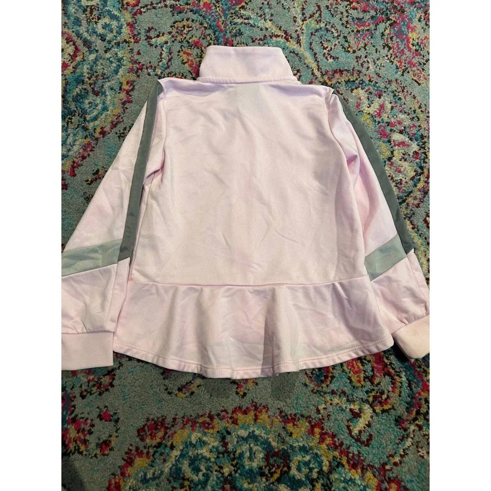 Nike Girls Pink Peplum Track Jacket Grey Stripe Full Zip Mock Neck 4T k7069‎